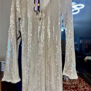 Shimmering Cream Sequin Dress
